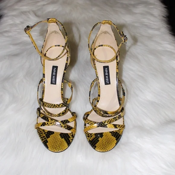 Nine West, Snakeskin print Strappy Heels - Picture 1 of 12